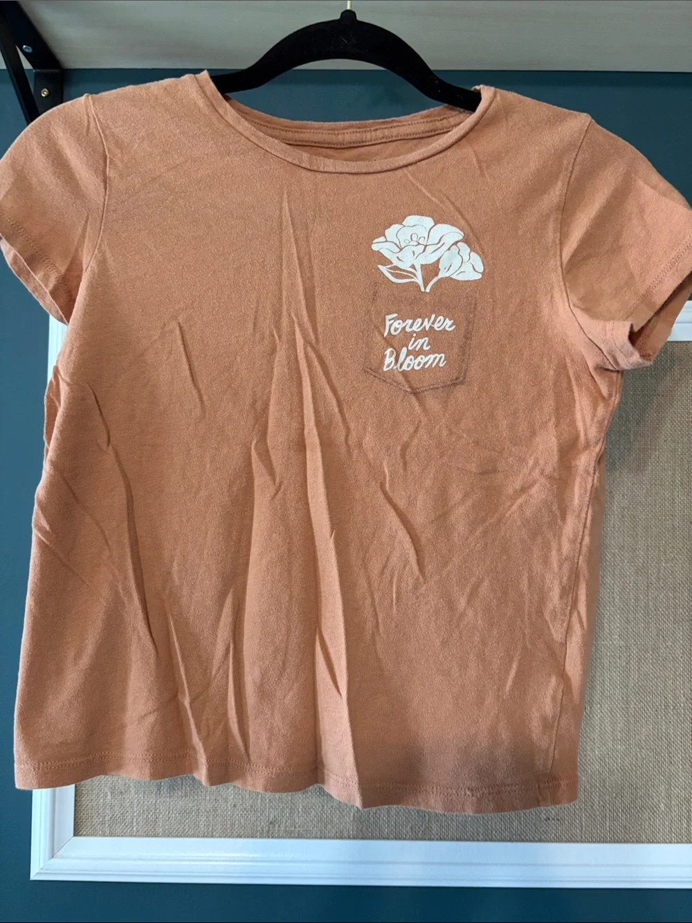 Old Navy Girls' Rust Orange Floral Pocket Tee